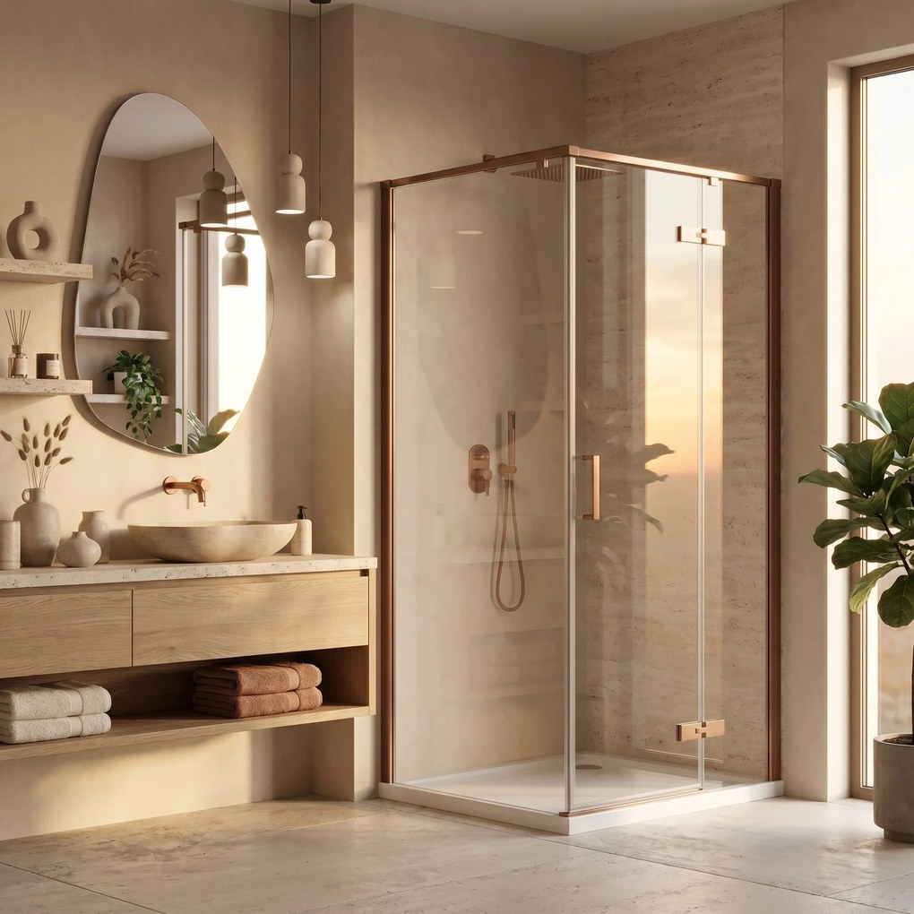 Душ кабина Rea Bruno 90x90 Brush Copper