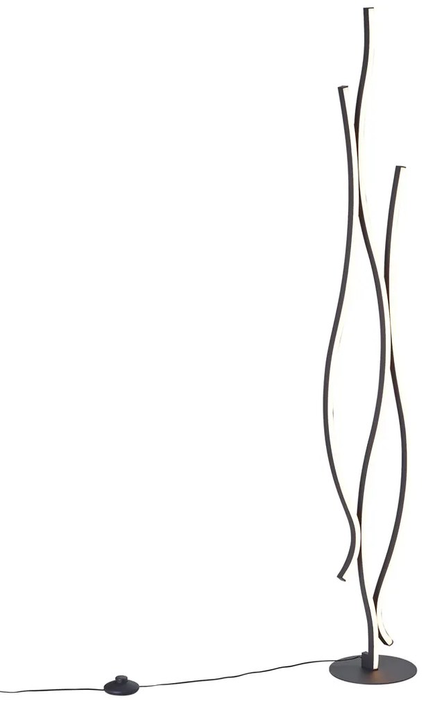 Дизайнерска подова лампа черна вкл. LED димируема - Ying