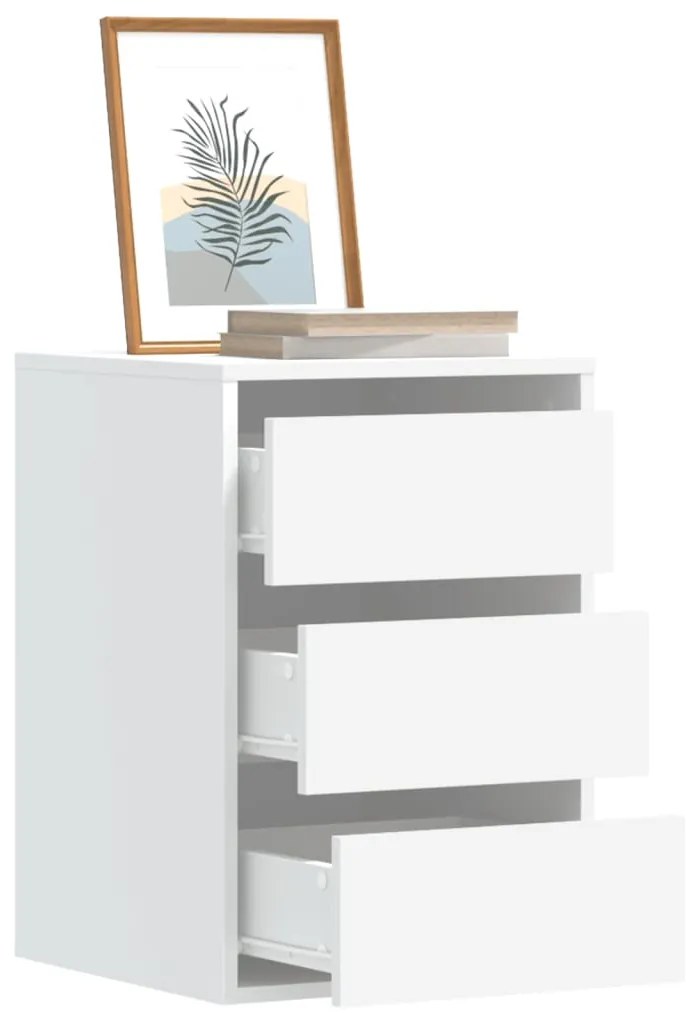 852834 vidaXL Ъглов скрин с чекмеджета, бял, 40x41x58 см, инженерно дърво