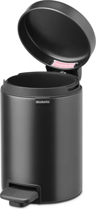 Кош за боклук с педал Brabantia NewIcon 1008834, 3 л, Плавно затваряне, Противоплъзгаща основа, Тъмносив