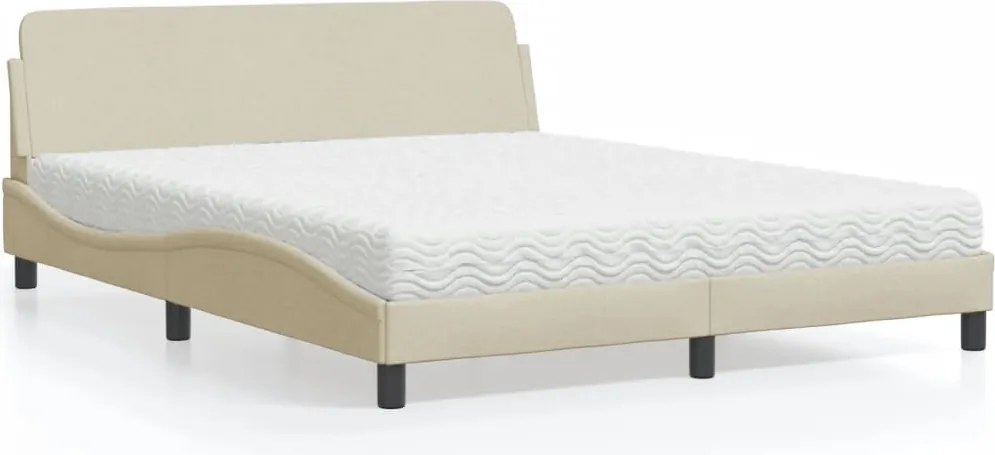 3208429 vidaXL Легло с матрак Dover, кремаво, 160x200 см, плат