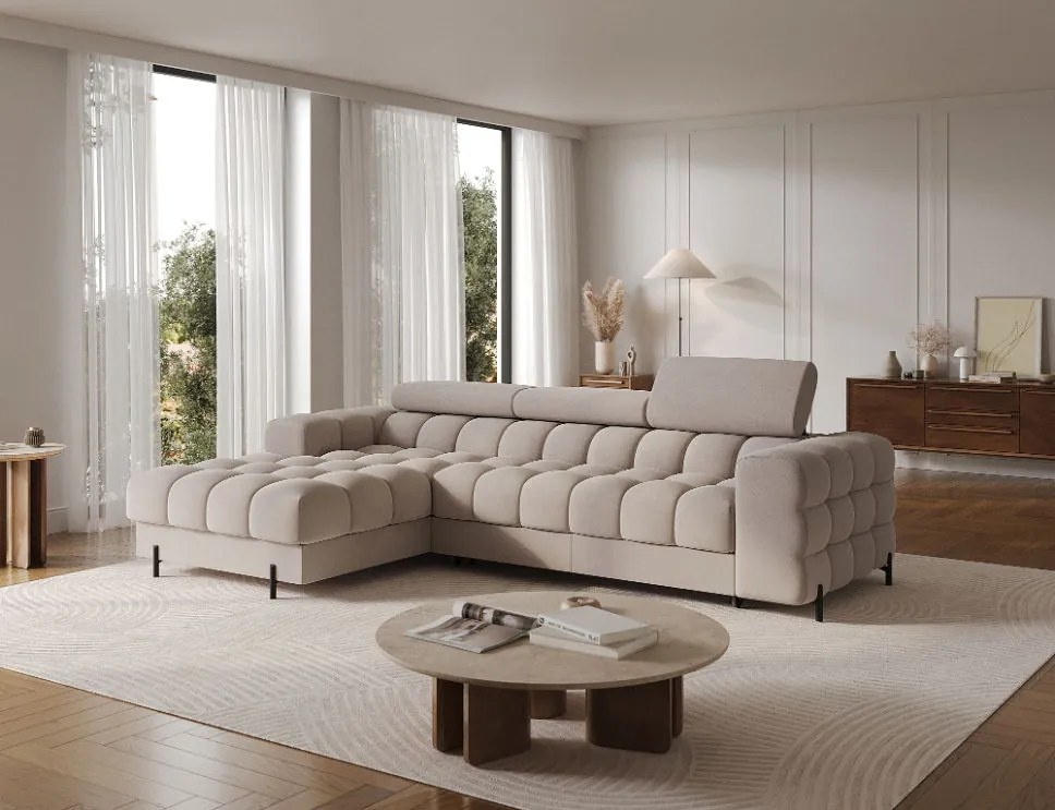 Ъглов диван Freyia-Бежов-Ляв