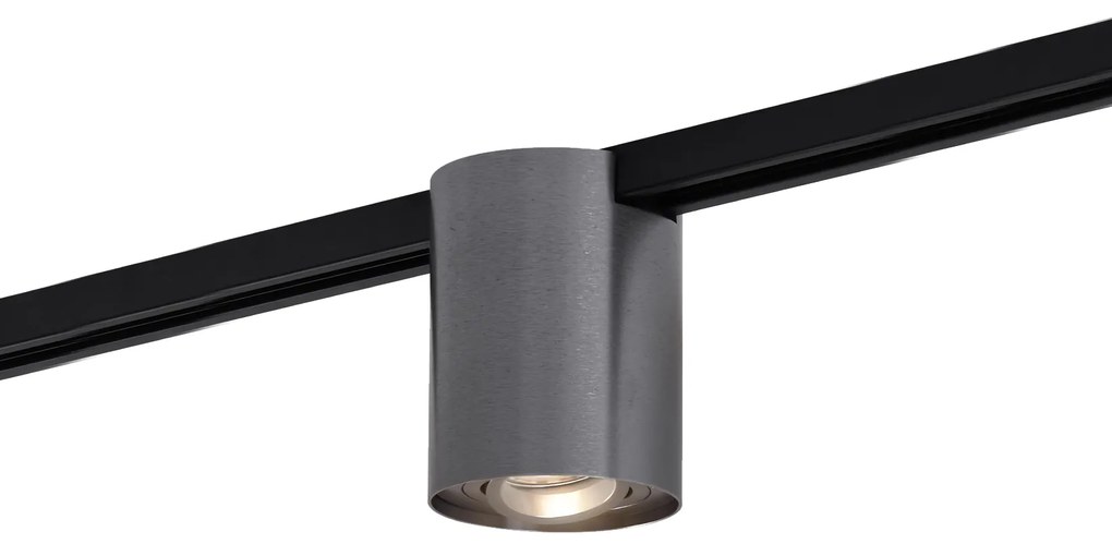 Модерен 1-фазов релсов прожектор тъмно сив метал - Iconic Rondoo Up