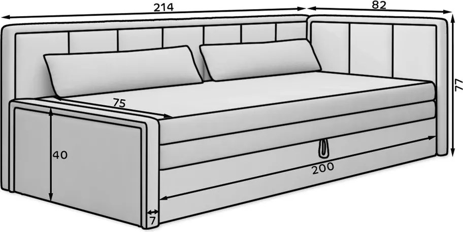 Син сив шенилов разтегателен диван с място за съхранение 214 cm Fulgeo – ELTAP