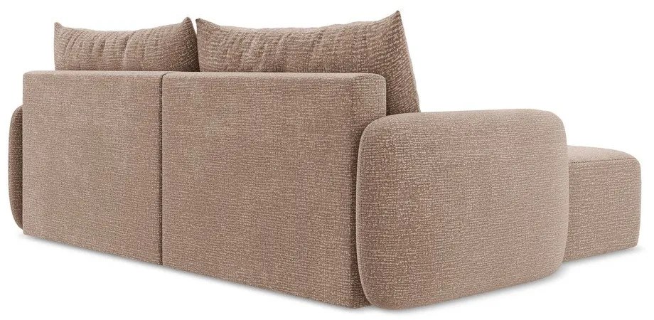 Светлокафяв разтегателен ъглов диван с място за съхранение (ляв ъгъл) Kalena – Makamii