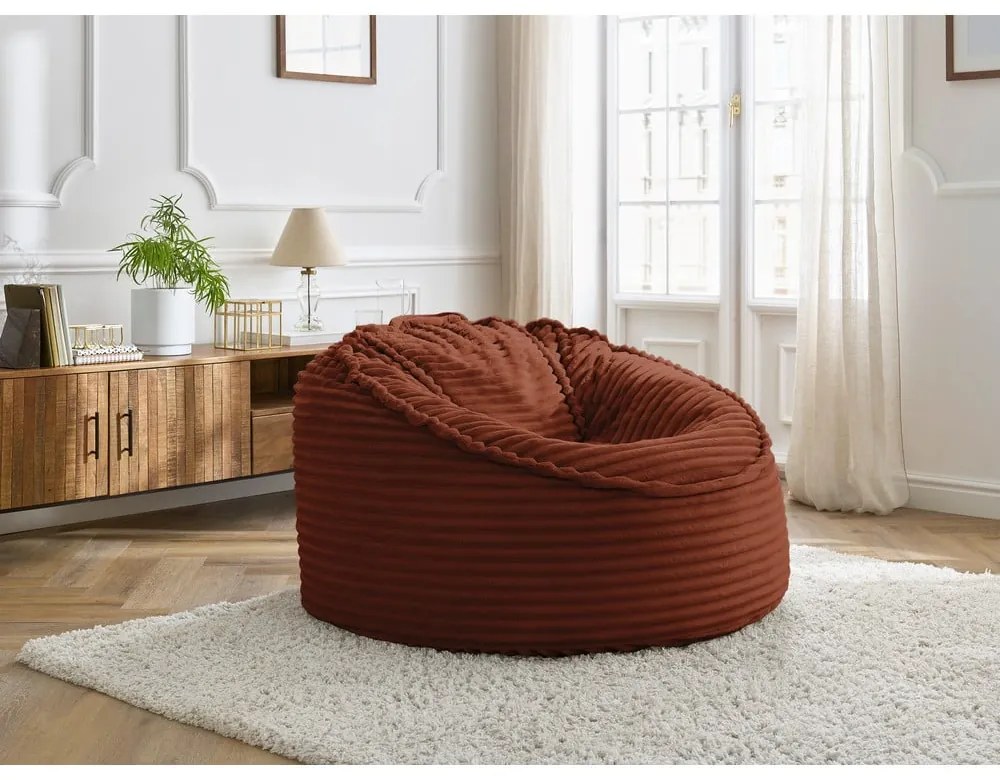 Пуф от рипсено кадифе в тухлен цвят Socrate – Bobochic Paris