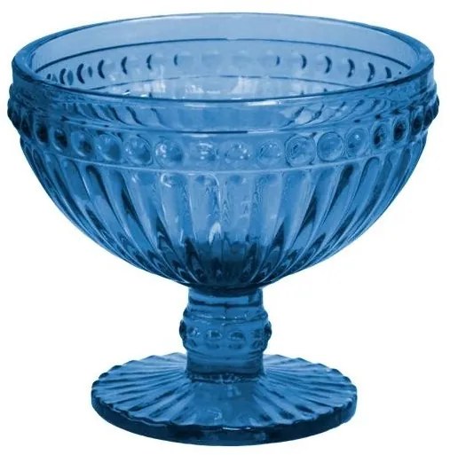 Стъклена чаша на столче за десерти / мелби ф12.5х10cm 370ml СИНЬО OLD SCHOOL-(HC-93962) 194610-5