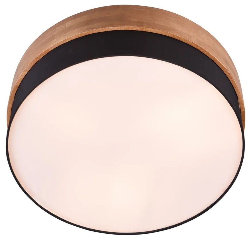 Черно и естествено осветително тяло за таван с текстилен абажур Seasons – Trio