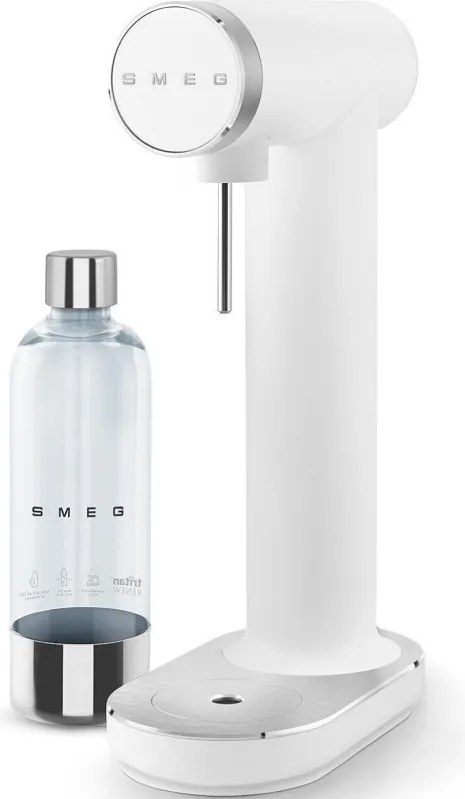 Машина за сода SMEG Collezione SKC01WHM, 800 мл, CO2, Предпазен клапан, Тавичка за отцеждане, Ръчна, Бял мат