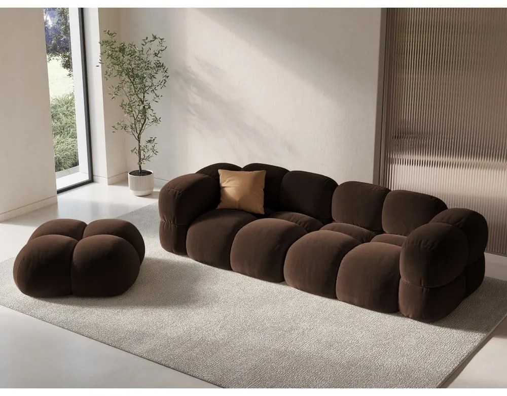 Тъмнокафяв кадифен диван 250 cm Loretto – Cosmopolitan Design