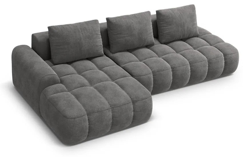 Сив кадифен сгъваем/с място за съхранение ъглов диван (ляв ъгъл) Linz – Cosmopolitan Design