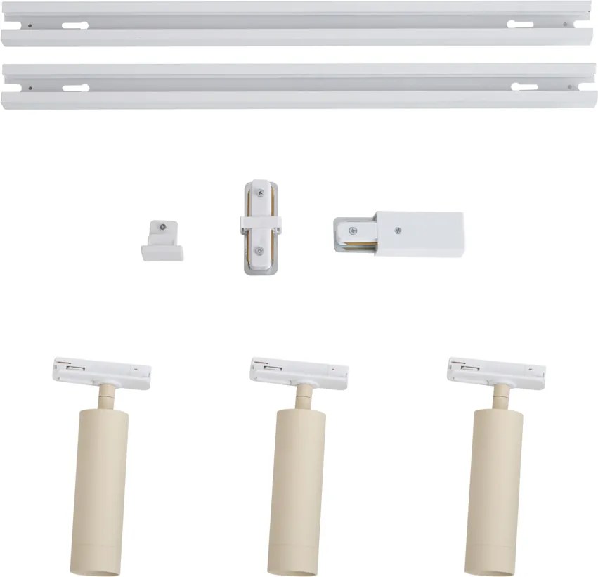 Модерна релсова осветителна система с 3 прожектора бяла с бежово 1-фазна GU10 35mm - Iconic Jeana Luxe
