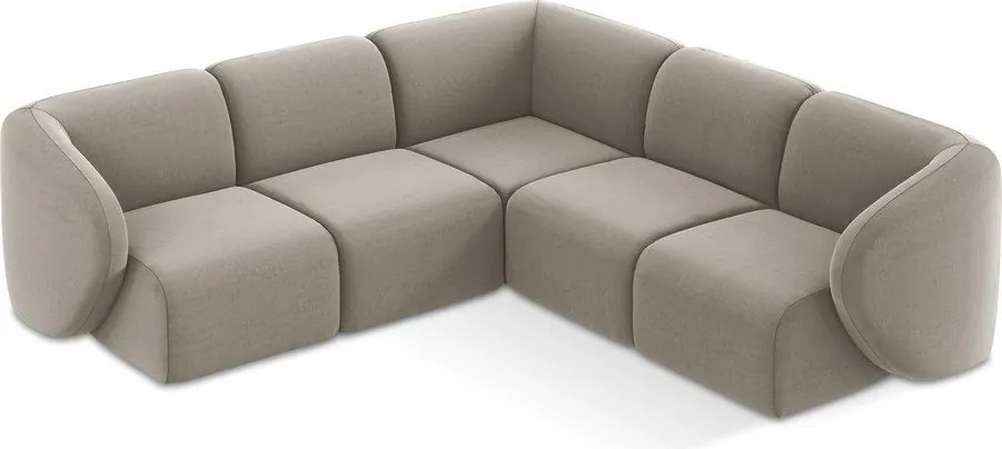 Светлокафяв кадифен ъглов диван Lani – Makamii