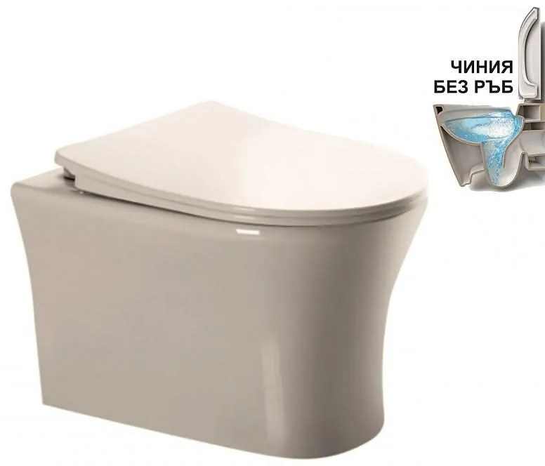 Конзолна тоалетна чиния ICC 3635W NEW, седалка и капак, порцелан, бял, 49x37x37см