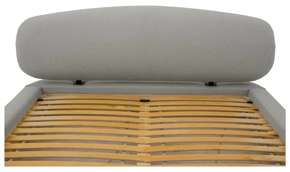 Светлосиво тапицирано двойно легло с включена подматрачна рамка 180x200 cm Odette – Scandic