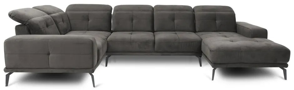 Сив кадифен ъглов диван (ляв ъгъл/U форма) Neviro – ELTAP