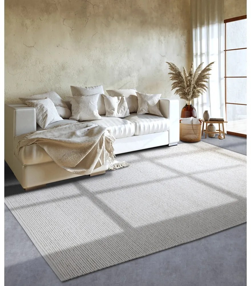 Бял ръчно изработен вълнен килим 60x90 cm Francois – Villeroy&Boch