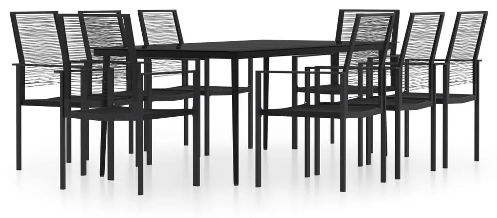 3099208 vidaXL Градински трапезен комплект, 9 части, черен