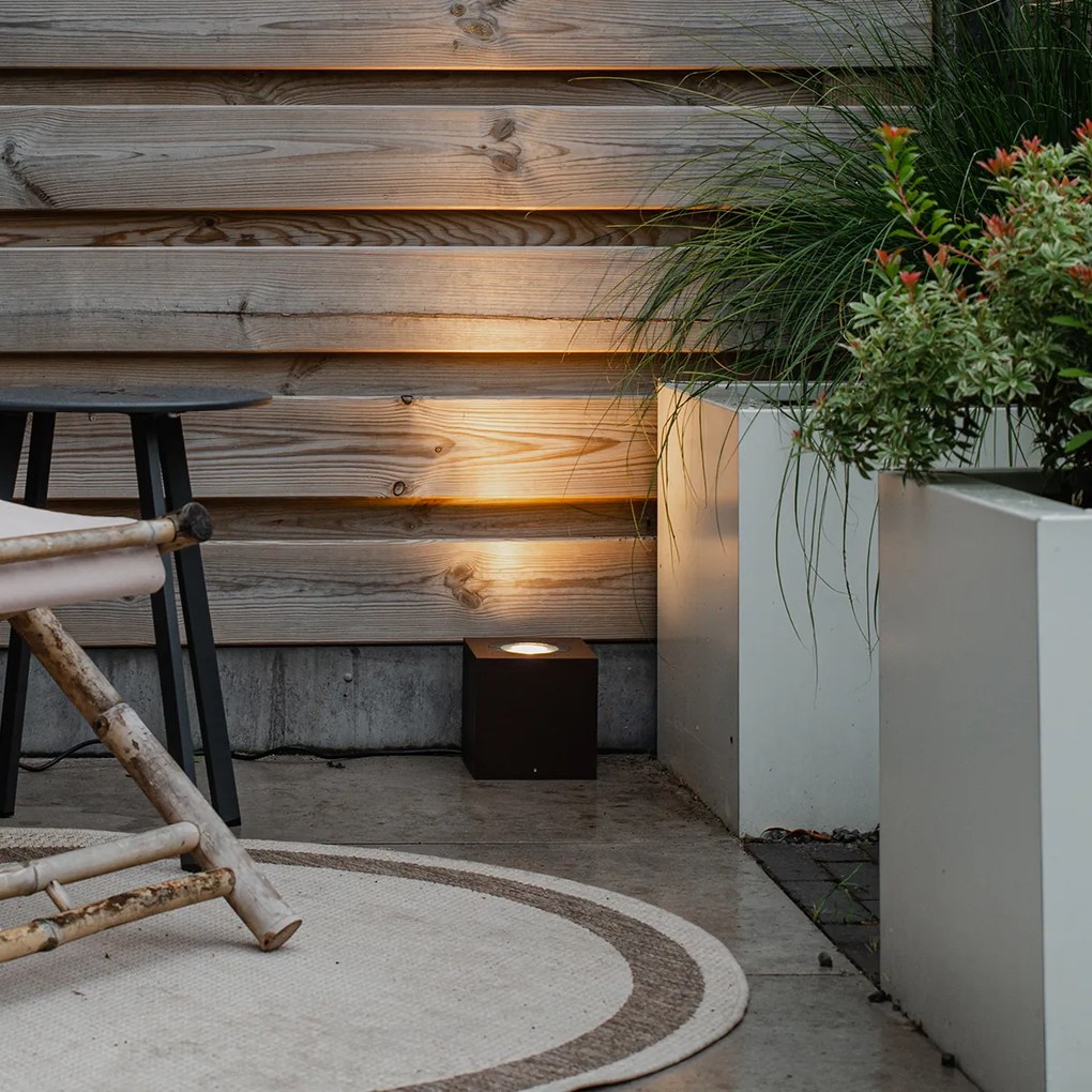 Индустриален градински прожектор ръждясал кафяв квадратен IP65 AR111 - Lennard