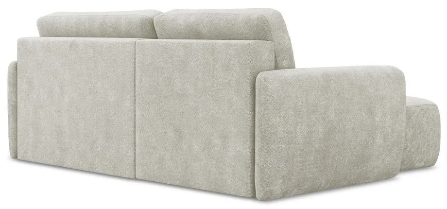 Кремав шенилов разтегателен ъглов диван с място за съхранение (ляв ъгъл) Lilo – Makamii