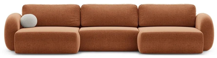 Шенилов сгъваем/с място за съхранение ъглов диван в тухлен цвят (U форма) Tonale – Cosmopolitan Design