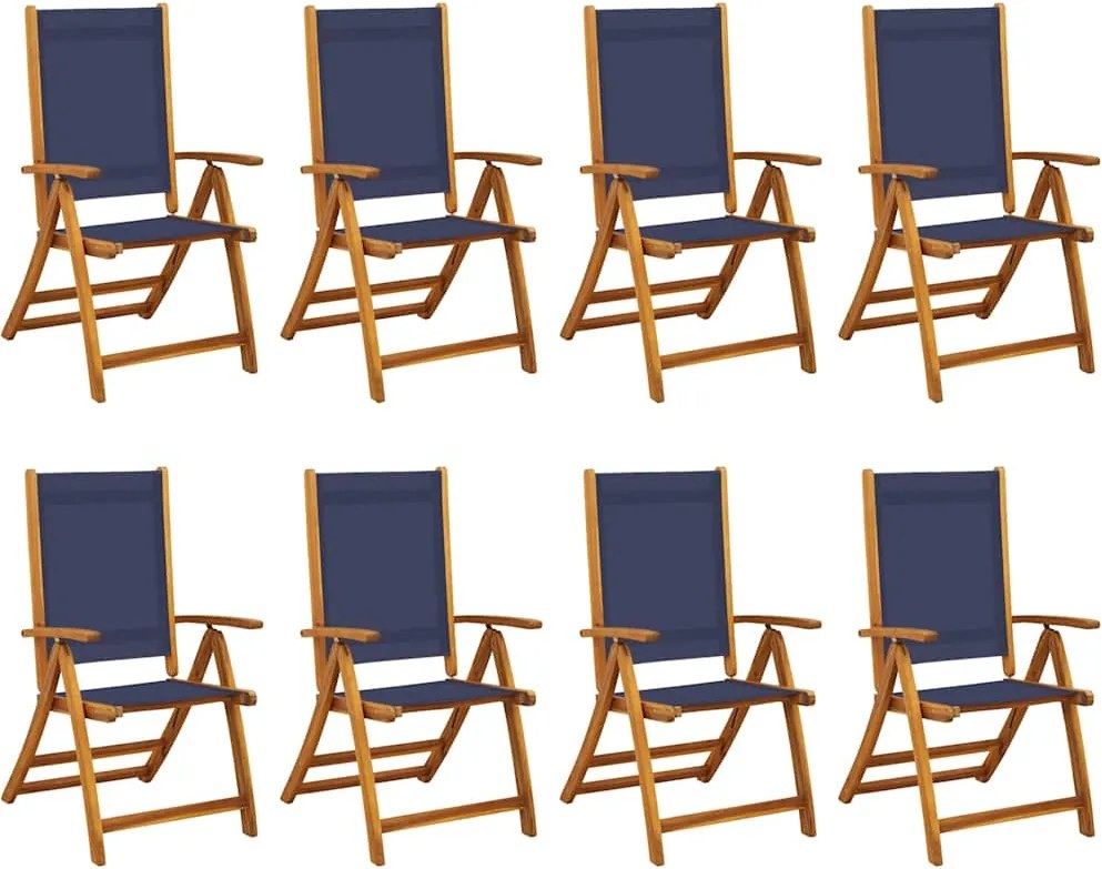 3279243 vidaXL Сгъваеми градински столове, 8 бр, акация масив и textilene