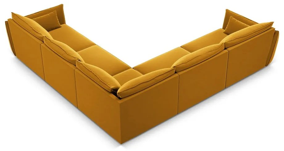 Кадифен ъглов диван в цвят горчица Vanda – Mazzini Sofas