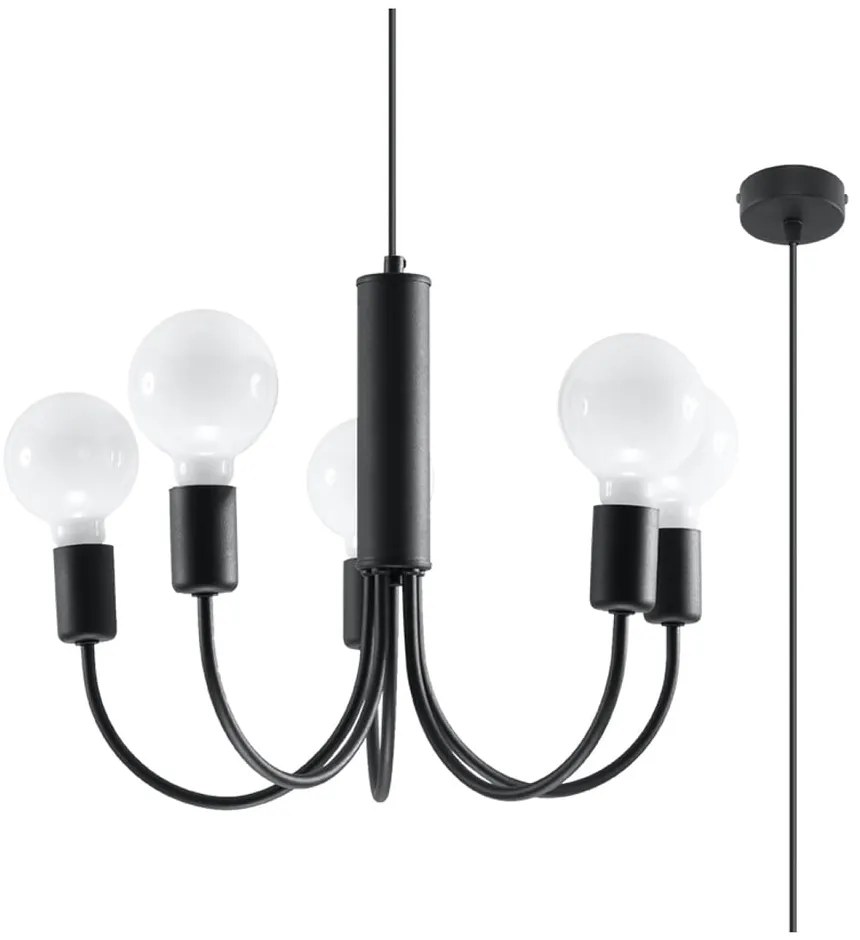 Черно висящо осветително тяло ø 45 cm Karim – Sollux