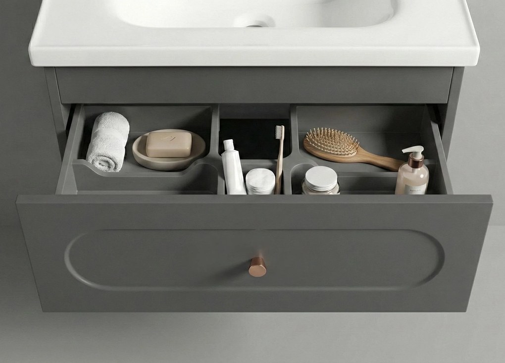 Комплект мебели за баня с мивка River 60cm Grey