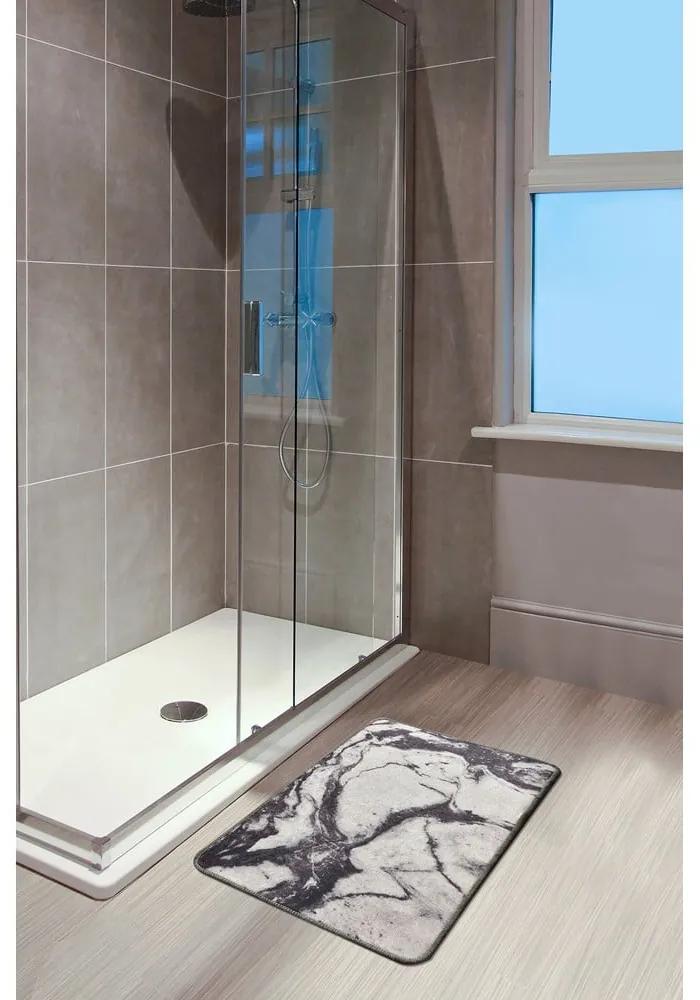 Синьо и бяло килимче за баня с мраморен мотив Мрамор, 60 x 40 cm - Foutastic