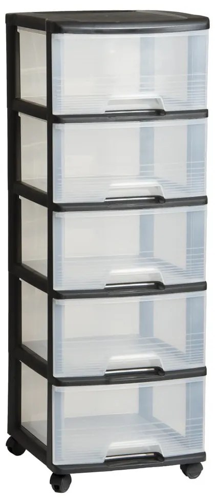 Пластмасовa подвижнa етажерка в черно с прозрачни чекмеджета 37x100 cm – Curver