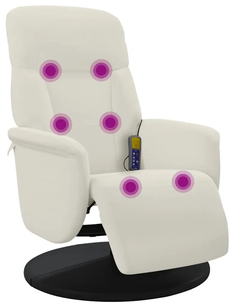 356699 vidaXL Масажен реклайнер стол с поставка за крака, кремав, кадифе