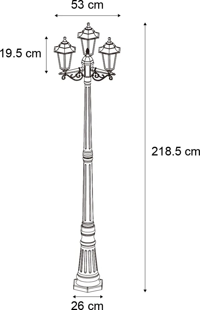 Класически външен стълб черен 217 см IP44 - New Haven Hammered