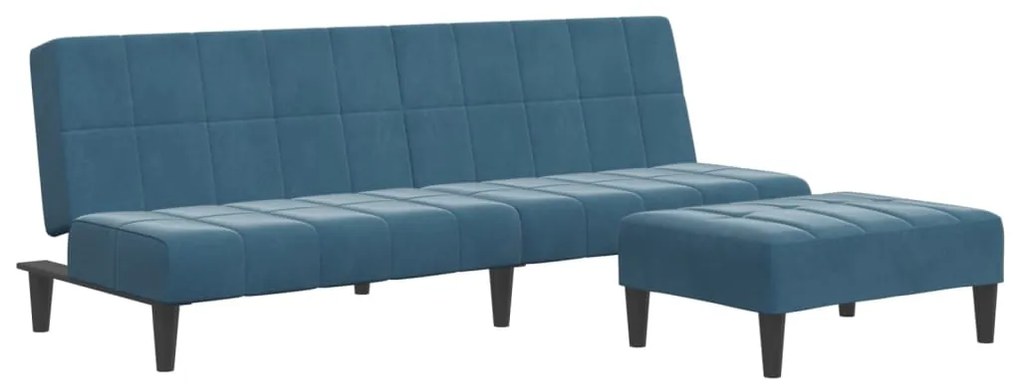 3258126 vidaXL 2-местно разтегателно канапе с табуретка, синьо, кадифе