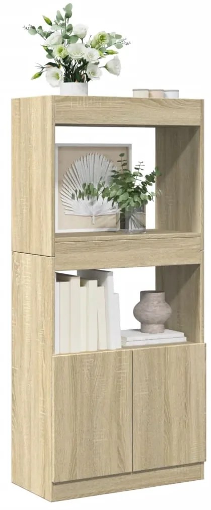 855108 vidaXL Висок шкаф, дъб сонома, 63x33x140 см, инженерно дърво