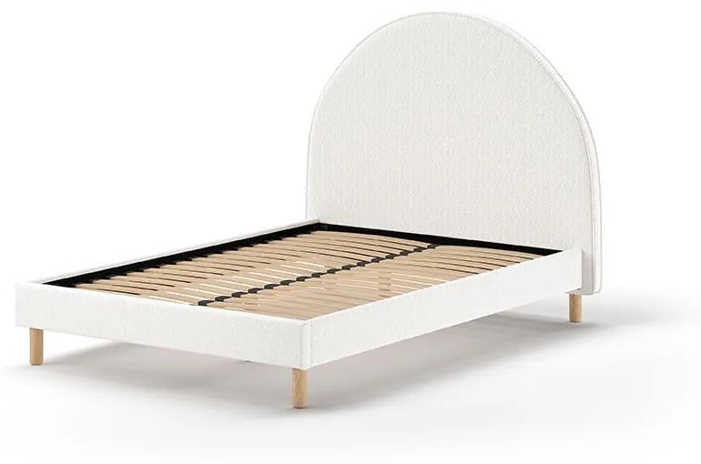 Бяло тапицирано единично легло с решетка 140x200 cm MOON - Vipack
