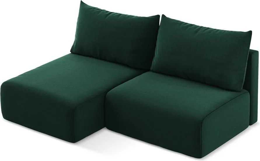 Тъмнозелен кадифен сгъваем/с място за съхранение ъглов диван (ляв ъгъл) Kalena – Makamii