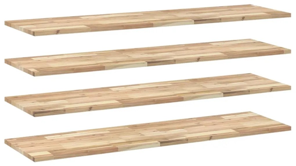 3279410 vidaXL Плаващ рафт 4 бр 140x40x2 см необработено дърво акация масив