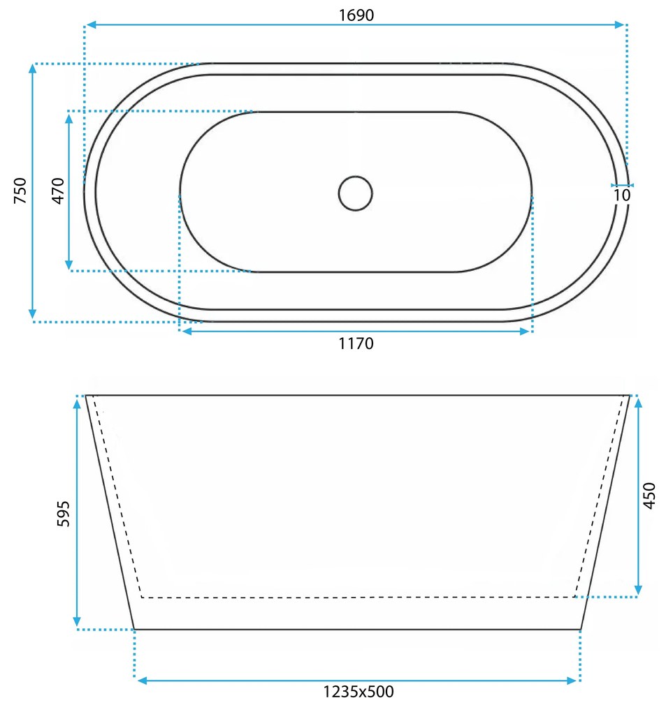 Свободностояща акрилна вана ROMA 170