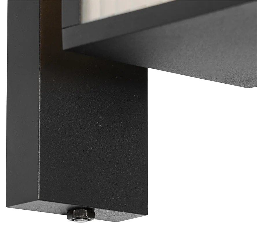 Външна стенна лампа черна с релефно стъкло и сензор за здрач - Charlois