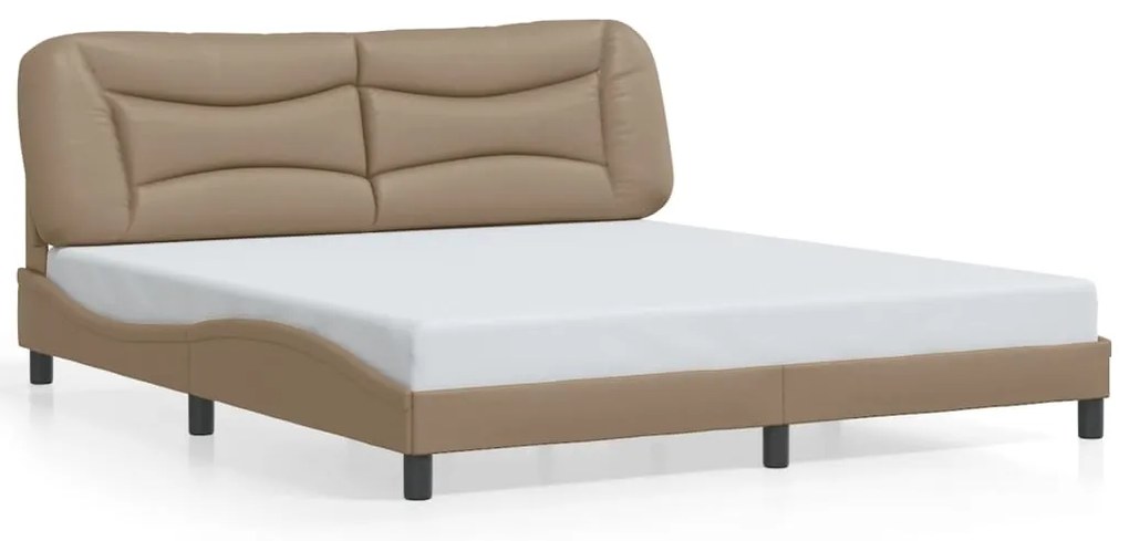 3208020 vidaXL Рамка за легло без матрак Hvar, капучино, 180x200 см, изкуствена кожа