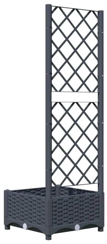 Градински сандък с пергола, тъмносив, 40x40x121,5 см, PP
