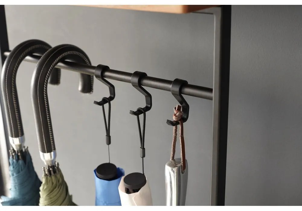 Черна стойка за чадъри с дървен рафт Yamazaki Tower - YAMAZAKI