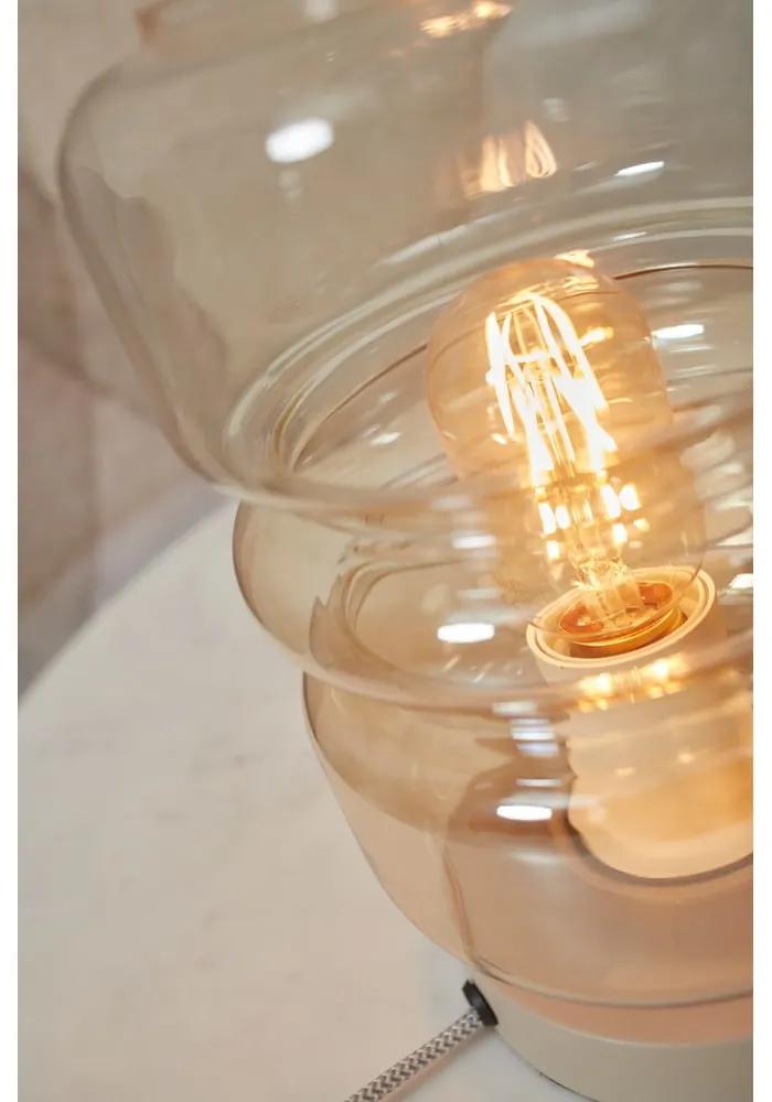 Кафява настолна лампа със стъклен абажур (височина 23 cm) Verona – it's about RoMi
