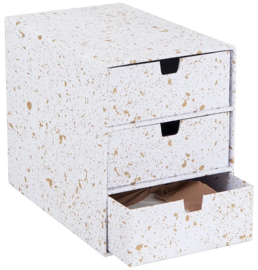 Кутия за чекмеджета с 3 чекмеджета в златисто и бяло Ingrid - Bigso Box of Sweden