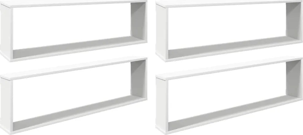 807080 vidaXL Стенни кубични рафтове, 4 бр, бели, 100x15x30см инженерно дърво