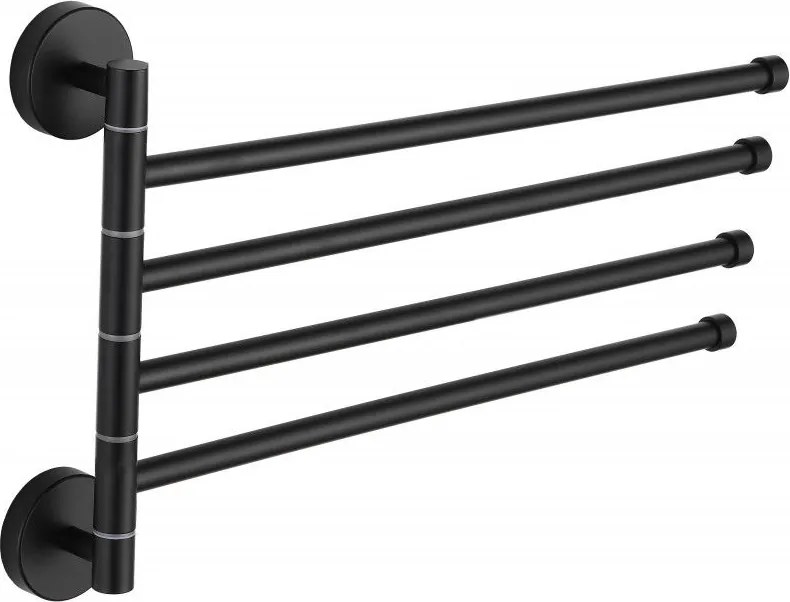 Mexen четворна въртяща закачалка за кърпа, черна - 7039244-70