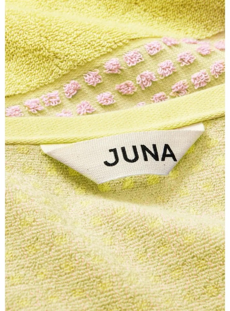 Жълтo-розова кърпа от органичен памук от тери 50x100 cm Check – JUNA