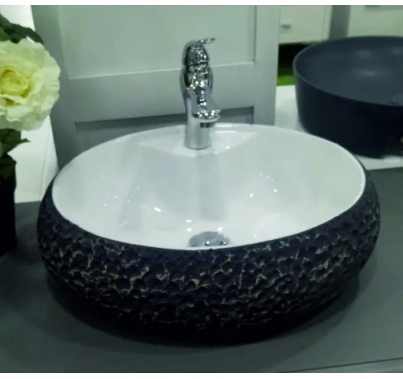 Мивка за баня ICC ICB 4616, монтаж върху плот, порцелан, шарен, 46x36x16см