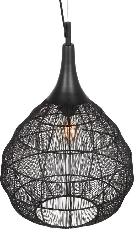 Матово черно висящо осветително тяло с метален абажур Soraya – Trio